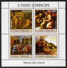 St Thomas & Prince Islands 2004 The Louvre Museum perf sheetlet containing 4 values unmounted mint, Mi 2527-30, stamps on arts, stamps on museums, stamps on nudes