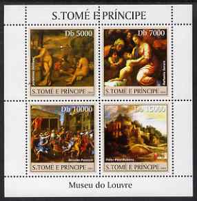 St Thomas & Prince Islands 2004 The Louvre Museum perf sheetlet containing 4 values unmounted mint, Mi 2527-30, stamps on , stamps on  stamps on arts, stamps on  stamps on museums, stamps on  stamps on nudes