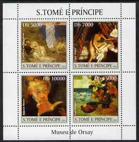 St Thomas & Prince Islands 2004 The Orsay Museum perf sheetlet containing 4 values unmounted mint, Mi 2531-34, stamps on arts, stamps on museums, stamps on nudes
