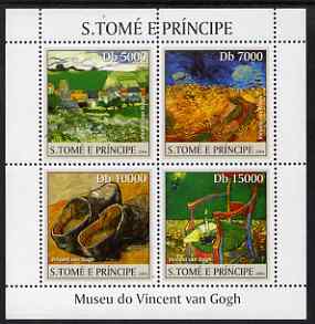 St Thomas & Prince Islands 2004 The Van Gogh Museum perf sheetlet containing 4 values unmounted mint, Mi 2535-38, stamps on , stamps on  stamps on arts, stamps on  stamps on museums, stamps on  stamps on van gogh