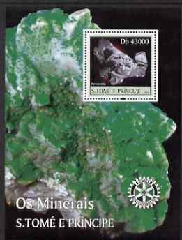 St Thomas & Prince Islands 2004 Minerals perf s/sheet containing 1 value with Rotary Logo unmounted mint  Mi BL 485, stamps on minerals, stamps on rotary