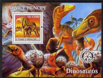 St Thomas & Prince Islands 2004 Dinosaurs perf s/sheet containing 1 value with Rotary Logo unmounted mint  Mi BL 486, stamps on , stamps on  stamps on dinosaurs, stamps on  stamps on rotary