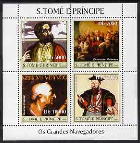 St Thomas & Prince Islands 2004 Great Navigators perf sheetlet containing 4 values unmounted mint, Mi 2499-2502, stamps on personalities, stamps on explorers