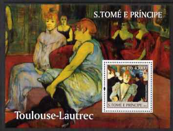 St Thomas & Prince Islands 2004 Toulouse-Lautrec perf s/sheet containing 1 value unmounted mint  Mi BL 497, stamps on , stamps on  stamps on personalities, stamps on  stamps on toulouse-lautrec, stamps on  stamps on arts