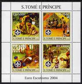 St Thomas & Prince Islands 2004 Scouts perf sheetlet containing 4 values unmounted mint, Mi 2479-82, stamps on scouts