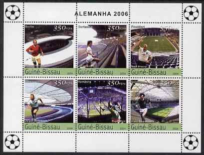 Guinea - Bissau 2004 Football World Cup perf sheetlet containing 6 values unmounted mint, Mi 2713-18, stamps on football