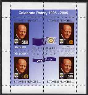 St Thomas & Prince Islands 2004 Centenary of Rotary International #1 perf sheetlet containing 4 values unmounted mint, Mi 2589-92, stamps on , stamps on  stamps on rotary, stamps on  stamps on deseases, stamps on  stamps on polio, stamps on  stamps on medical