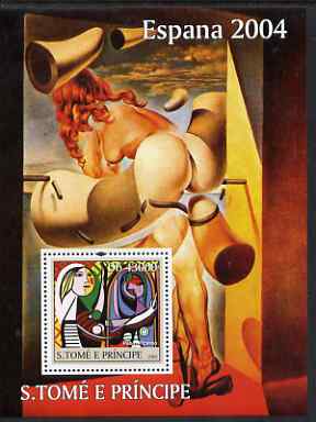 St Thomas & Prince Islands 2004 Spanish Paintings perf s/sheet containing 1 value (Picasso) unmounted mint  Mi BL 500, stamps on , stamps on  stamps on arts, stamps on  stamps on picasso, stamps on  stamps on nudes