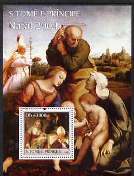 St Thomas & Prince Islands 2004 Christmas & Pope perf s/sheet containing 1 value unmounted mint  Mi BL 520, stamps on , stamps on  stamps on christmas, stamps on  stamps on pope, stamps on  stamps on religion