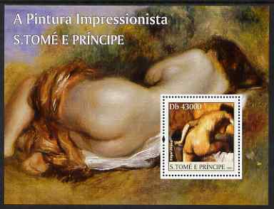 St Thomas & Prince Islands 2004 Impressionist Nude Paintings perf s/sheet #1 containing 1 value unmounted mint  Mi BL 528, stamps on arts, stamps on nudes, stamps on degas, stamps on 