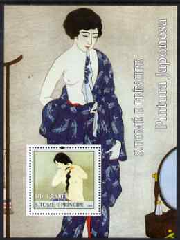 St Thomas & Prince Islands 2004 Japanese Paintings perf s/sheet #2 containing 1 value unmounted mint  Mi BL 524, stamps on , stamps on  stamps on arts, stamps on  stamps on nudes