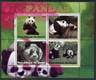 Benin 2007 Pandas perf sheetlet containing 4 values unmounted mint, stamps on animals, stamps on bears, stamps on pandas