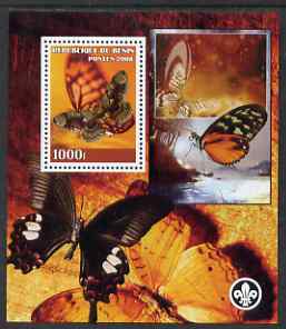 Benin 2008 Butterflies perf s/sheet containing 1 value (with Scout Logo) unmounted mint, stamps on scouts, stamps on butterflies