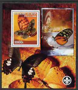 Benin 2008 Butterflies perf s/sheet containing 1 value (with Scout Logo) unmounted mint, stamps on , stamps on  stamps on scouts, stamps on  stamps on butterflies