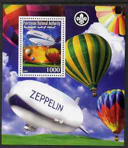 Palestine (PNA) 2008 Airships & Balloons perf s/sheet containing 1 value (with Scout Logo) unmounted mint. Note this item is privately produced and is offered purely on i..., stamps on scouts, stamps on aviation, stamps on airships, stamps on balloons