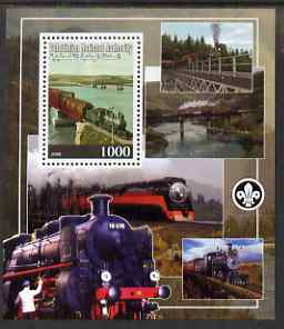 Palestine (PNA) 2008 Railways & Bridges perf s/sheet containing 1 value (with Scout Logo) unmounted mint. Note this item is privately produced and is offered purely on it..., stamps on scouts, stamps on railways, stamps on bridges