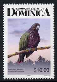 Dominica 1989-91 Birds $10 Imperial Parrot perf 14 with 1989 imprint unmounted mint SG 1254, stamps on , stamps on  stamps on birds, stamps on  stamps on parrots
