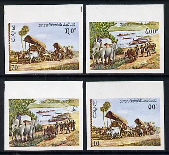 Laos 1979 Transport imperf set of 4, as SG 475-8, stamps on , stamps on  stamps on transport