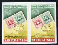 Barbuda 1974 Stamps of 1922 $1.20 Imperf pair (from UPU set) unmounted mint as SG 178, stamps on , stamps on  stamps on postal, stamps on  stamps on  upu , stamps on  stamps on stamp on stamp, stamps on  stamps on stamponstamp