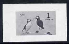 Calf of Man 1963 Puffin 1m imperf proof of central vignette in black with frame omitted, unmounted mint on gummed paper, as Rosen CA7, stamps on , stamps on  stamps on birds, stamps on  stamps on puffins