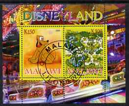 Malawi 2008 Disneyland perf sheetlet #1 containing 2 values fine cto used, stamps on , stamps on  stamps on disney