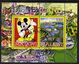 Malawi 2008 Disneyland perf sheetlet #2 containing 2 values fine cto used, stamps on disney