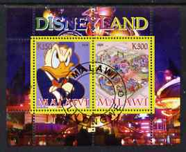 Malawi 2008 Disneyland perf sheetlet #3 containing 2 values fine cto used, stamps on , stamps on  stamps on disney