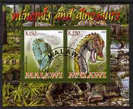 Malawi 2008 Minerals & Dinosaurs perf sheetlet #3 containing 2 values with Scout Logo fine cto used, stamps on , stamps on  stamps on minerals, stamps on  stamps on dinosaurs, stamps on  stamps on scouts