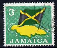 Jamaica 1964-68 National Flag & Map 3d fine cds used SG221, stamps on , stamps on  stamps on flags, stamps on  stamps on maps