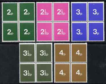 Great Britain 1971 Decimal Training School stamps the complete set of 5 values in superb blocks of 4 unmounted mint, stamps on 
