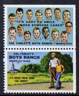 Cinderella - United States Boys Ranch, Amarillo, Texas se-tenant set of 2 labels unmounted mint (horiz labels), stamps on , stamps on  stamps on youth