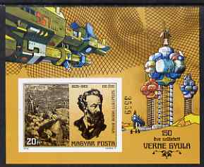 Hungary 1978 Jules Verne 150th Birth Anniversary imperf m/sheet unmounted mint as SG MS3201, stamps on , stamps on  stamps on personalities, stamps on  stamps on literature, stamps on  stamps on science, stamps on  stamps on books, stamps on  stamps on sci-fi, stamps on  stamps on space