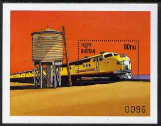 Bhutan 1999 Union Pacific Loco 80n perf m/sheet unmounted mint SG MS 1328a, stamps on railways
