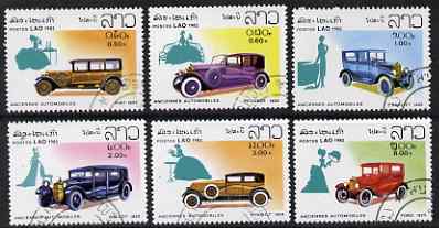 Laos 1982 Classic Cars perf set of 6 fine cto used, SG 599-604, stamps on , stamps on  stamps on cars, stamps on  stamps on fiat, stamps on  stamps on peugeot, stamps on  stamps on ford, stamps on  stamps on renault