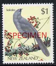 New Zealand 1982-89 Kokako $1 from Native Birds def set overprinted SPECIMEN unmounted mint, SG 1292s, stamps on birds