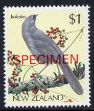 New Zealand 1982-89 Kokako $1 from Native Birds def set overprinted SPECIMEN unmounted mint, SG 1292s, stamps on , stamps on  stamps on birds