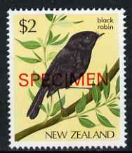 New Zealand 1982-89 Black Robin $2 from Native Birds def set overprinted SPECIMEN unmounted mint, SG 1293s, stamps on birds