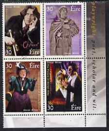 Ireland 2000 Death Centenary of Oscar Wilde perf set of 4 in se-tenant block unmounted mint SG 1309a, stamps on , stamps on  stamps on personalities, stamps on  stamps on literature, stamps on  stamps on masonics, stamps on  stamps on masonry