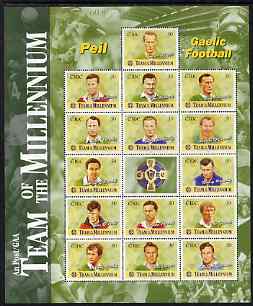 Ireland 1999 Gaelic Football Millennium Team perf sheetlet containing complete set of 15 values unmounted mint SG 1236a, stamps on sport, stamps on football