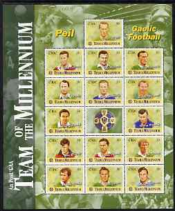 Ireland 1999 Gaelic Football Millennium Team perf sheetlet containing complete set of 15 values unmounted mint SG 1236a, stamps on , stamps on  stamps on sport, stamps on  stamps on football