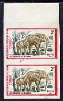 Congo 1972 Wild Animals 2f Elephants imperf pair from limited printing unmounted mint as SG 334, stamps on animals, stamps on elephants