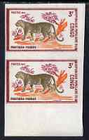 Congo 1972 Wild Animals 3f Leopard imperf pair from limited printing unmounted mint as SG 335, stamps on , stamps on  stamps on animals, stamps on  stamps on cats, stamps on  stamps on leopards