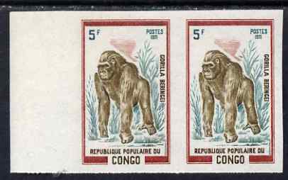 Congo 1972 Wild Animals 5f Gorilla imperf pair from limited printing unmounted mint as SG 337, stamps on , stamps on  stamps on animals, stamps on  stamps on apes