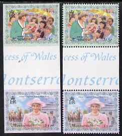 Montserrat 1998 Diana Princess of Wales $1.50 & $3.00 se-tenant imperf gutter pair plus matched perf gutter pair, both unmounted mint, most unusual being from uncut proof sheets as SG 1110-11, stamps on , stamps on  stamps on royalty, stamps on  stamps on diana