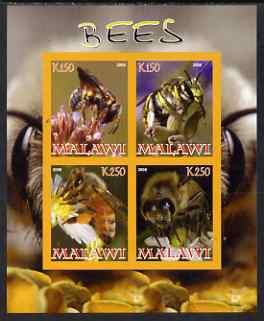 Malawi 2008 Bees imperf sheetlet containing 4 values unmounted mint, stamps on bees, stamps on honey, stamps on insects