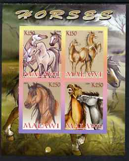 Malawi 2008 Horses imperf sheetlet containing 4 values unmounted mint, stamps on horses, stamps on animals