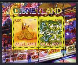 Malawi 2008 Disneyland perf sheetlet #1 containing 2 values unmounted mint, stamps on , stamps on  stamps on disney