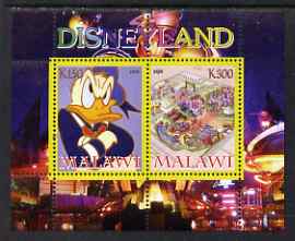 Malawi 2008 Disneyland perf sheetlet #3 containing 2 values unmounted mint, stamps on disney