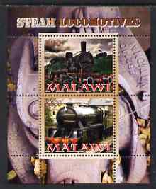 Malawi 2008 Steam Railways perf sheetlet #2 containing 2 values unmounted mint, stamps on railways