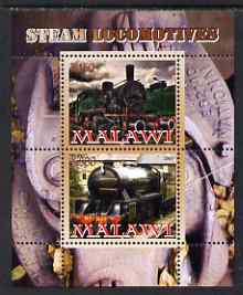 Malawi 2008 Steam Railways perf sheetlet #2 containing 2 values unmounted mint, stamps on , stamps on  stamps on railways